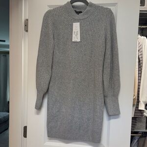 French Connection Light Gray Long Sleeve Sweater Dress